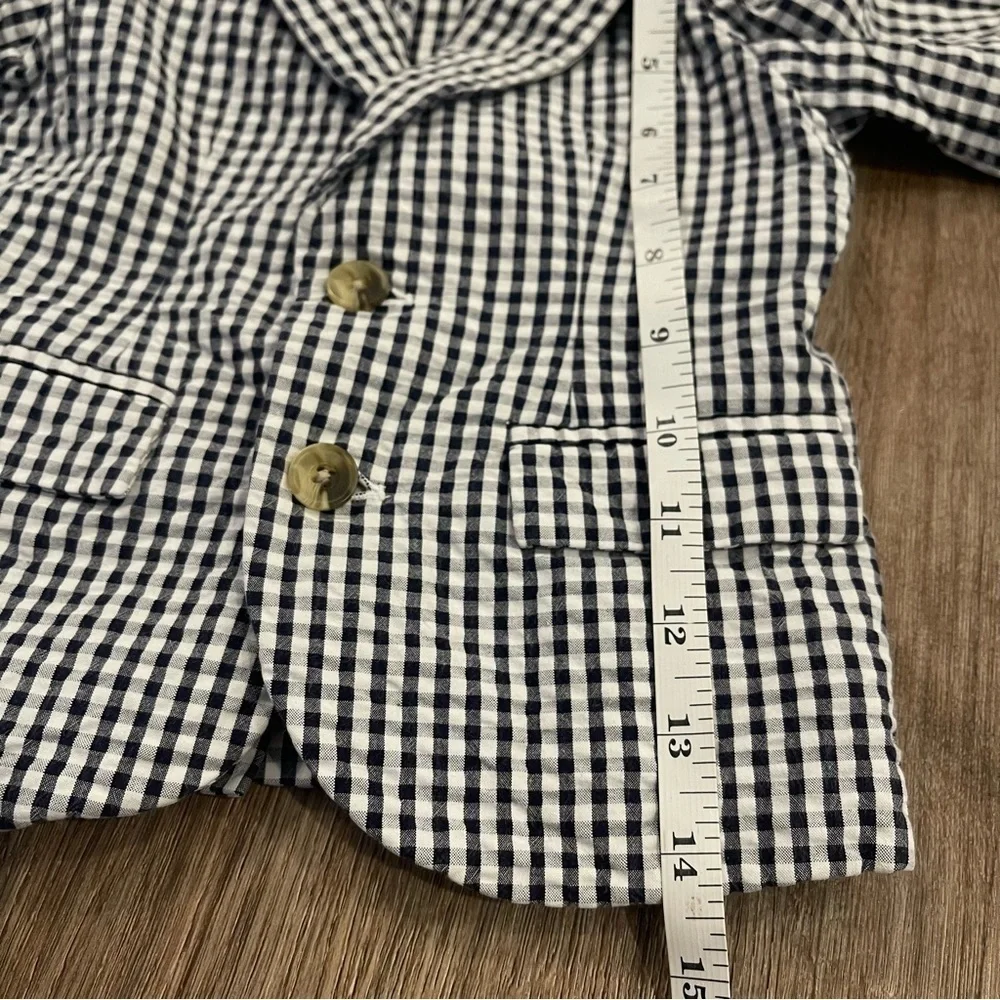 Janie And Jack Blazer Baby Boy Sz 12-18 Mo Blue Gingham Jacket Preppy Cotton